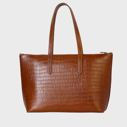 Zipped Regent Crocodile-embossed Tote | Handmade Leather Bag Zipped Regent Crocodile-embossed Tote | Handmade Leather Bag